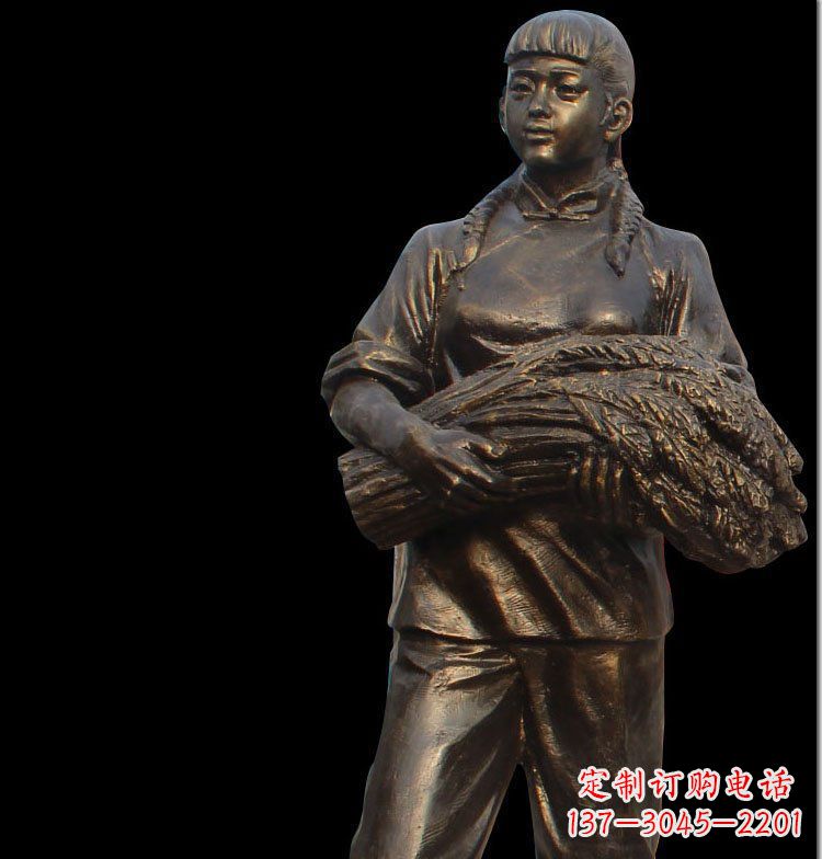 嘉兴“农耕抒情”女子铜雕