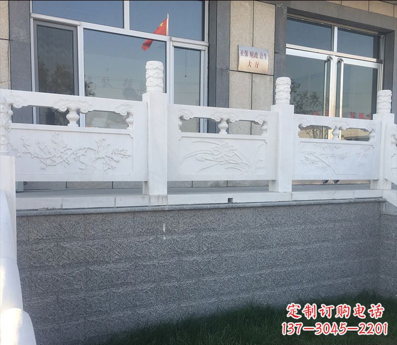 嘉兴别墅汉白玉栏板景观石雕 (2)