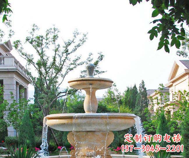 嘉兴别墅景观晚霞红喷泉石雕