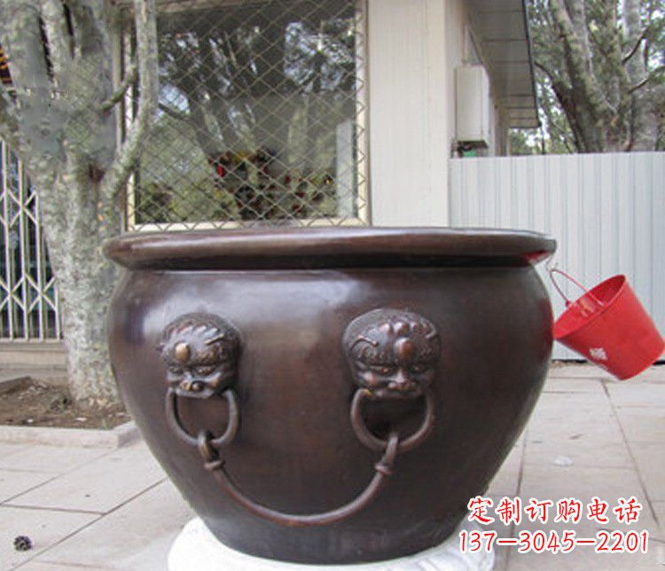 嘉兴招财进宝水缸铜雕塑摆件