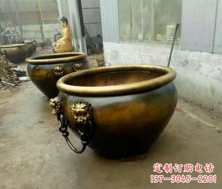 嘉兴精致的铜制家居摆件——水缸铜雕塑