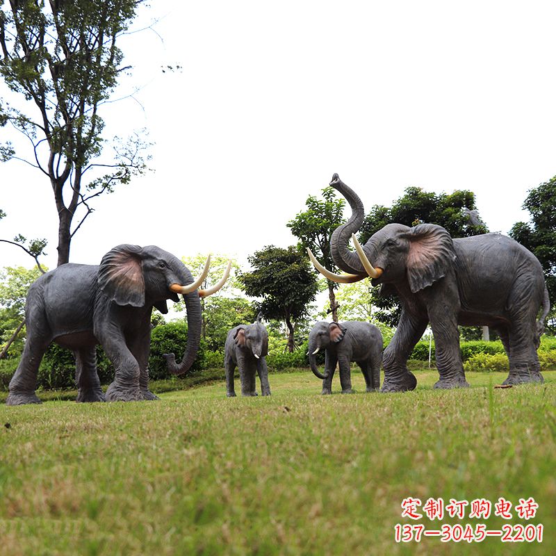 嘉兴玻璃钢大象仿真大象雕塑-公园景区园林装饰动物摆件