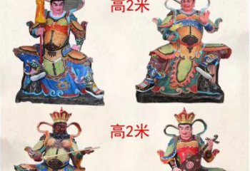 嘉兴玻璃钢彩绘四大天王雕塑宏伟壮观的艺术珍品