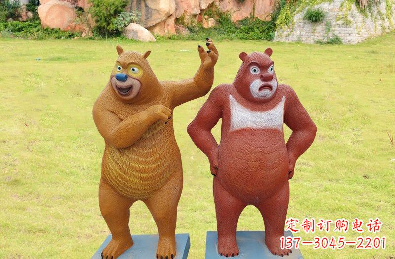 嘉兴玻璃钢熊大熊二雕塑浪漫的熊熊之旅