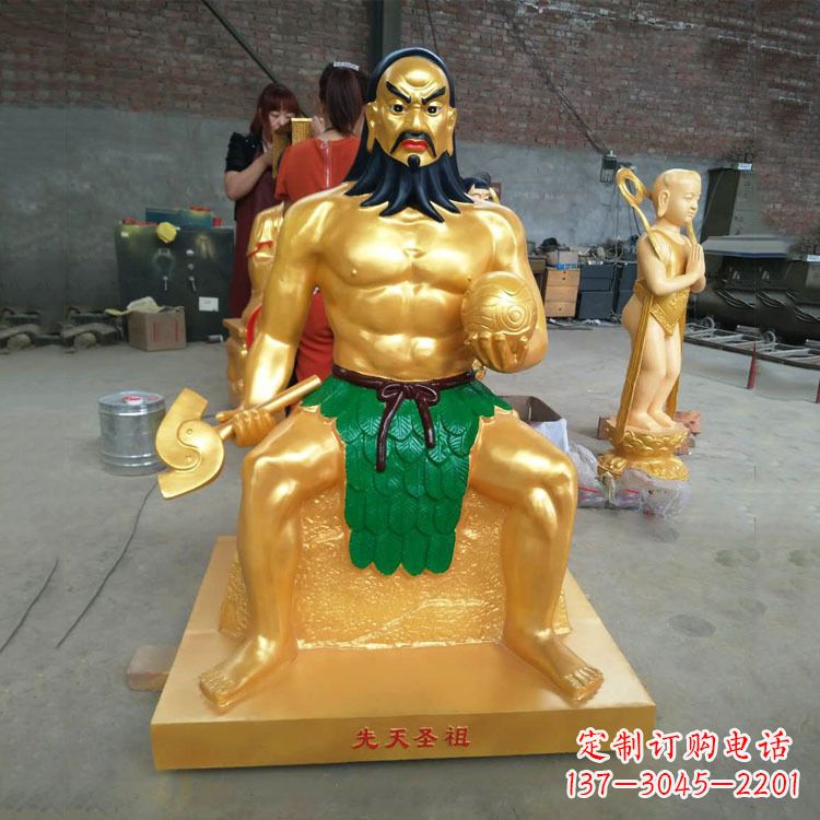 嘉兴玻璃钢炎帝神农氏彩绘神像