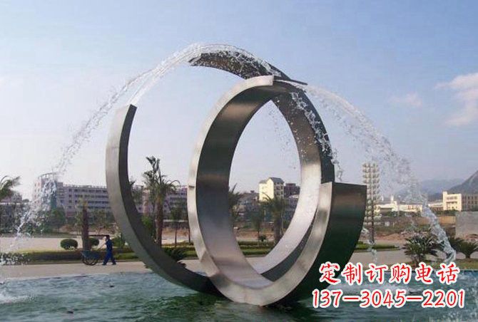 嘉兴不锈钢C形喷泉雕塑精美雕塑艺术