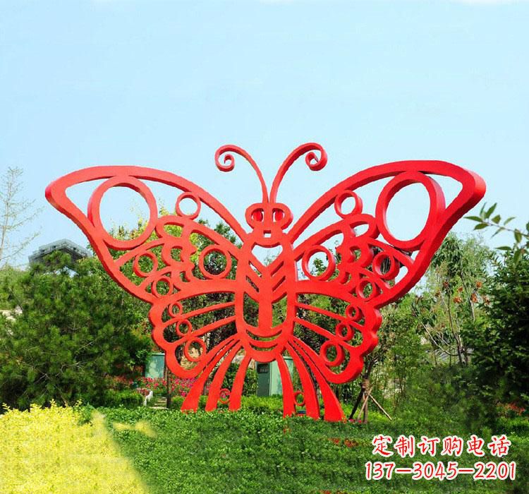 嘉兴不锈钢草坪蝴蝶雕塑让草坪绽放蝴蝶之美