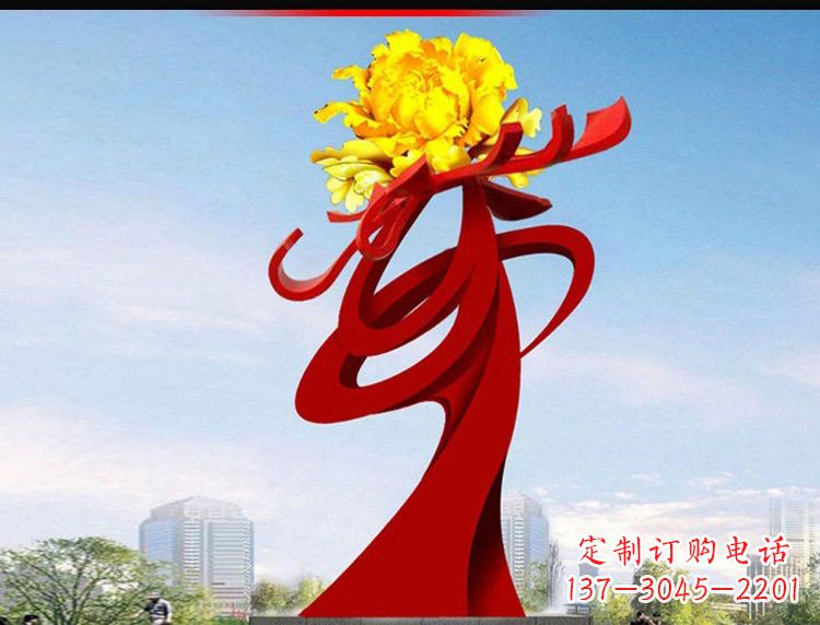 嘉兴不锈钢城市大型牡丹花雕塑