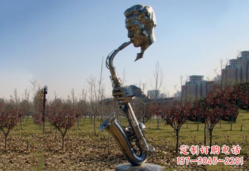 嘉兴不锈钢抽象吹萨克斯人物雕塑