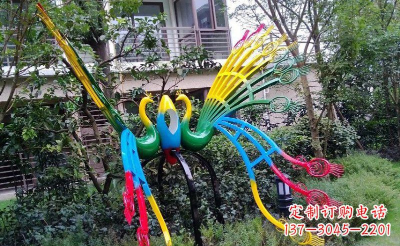 嘉兴不锈钢抽象孔雀雕塑 (4)