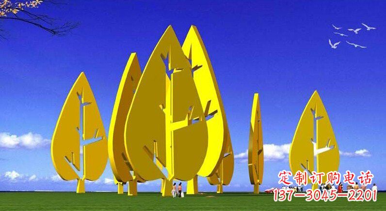 嘉兴不锈钢树叶雕塑美丽的艺术装点