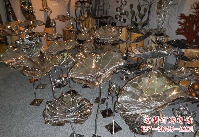 嘉兴不锈钢荷叶雕塑——缔造美丽公园