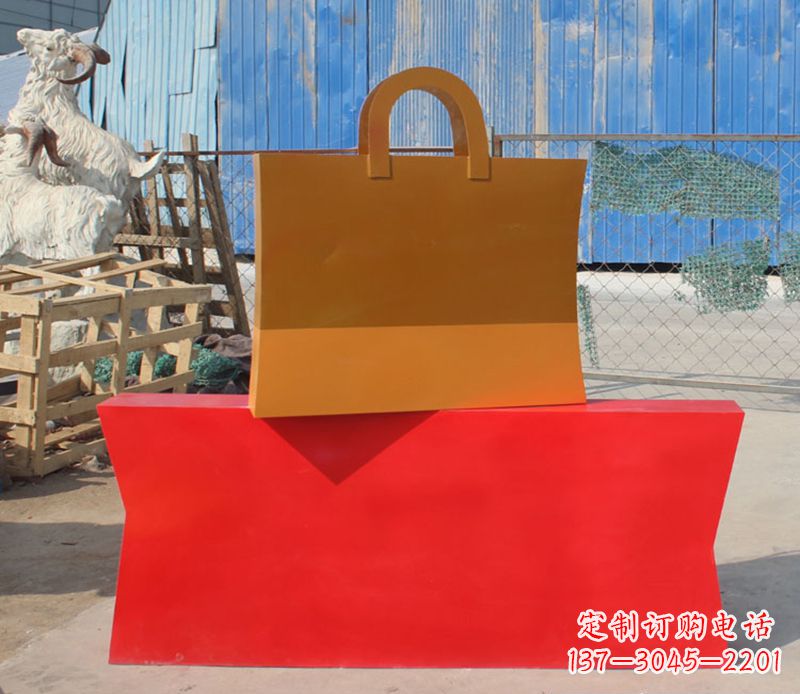 嘉兴精美不锈钢购物袋雕塑