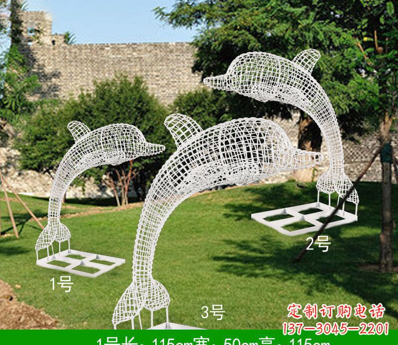 嘉兴不锈钢海豚组合雕塑精美的艺术品