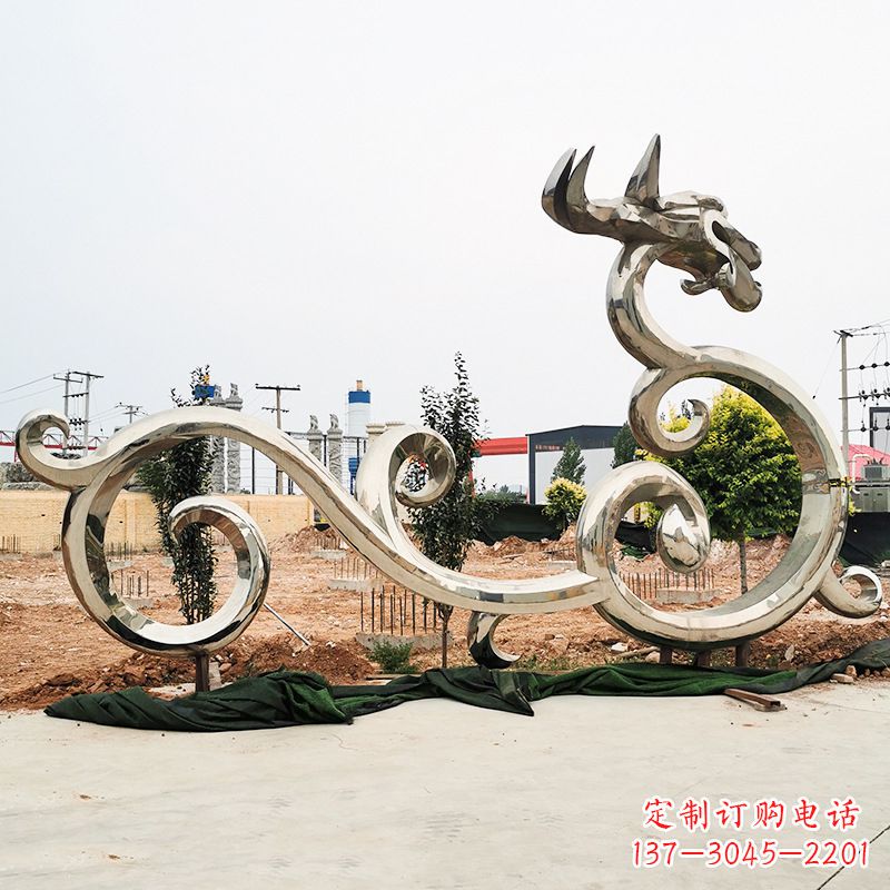 嘉兴不锈钢花边龙形雕塑传承中华文化精髓