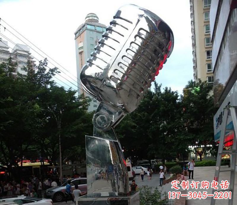 嘉兴不锈钢话筒雕塑象征传统文化和新时代