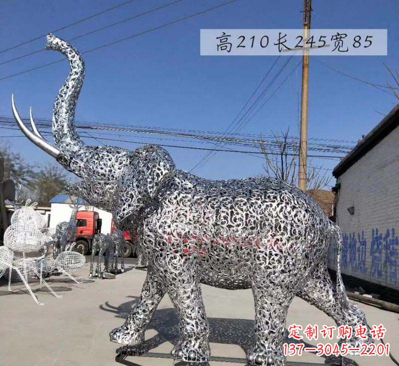 嘉兴不锈钢镂空大象雕塑精美绝伦的艺术品