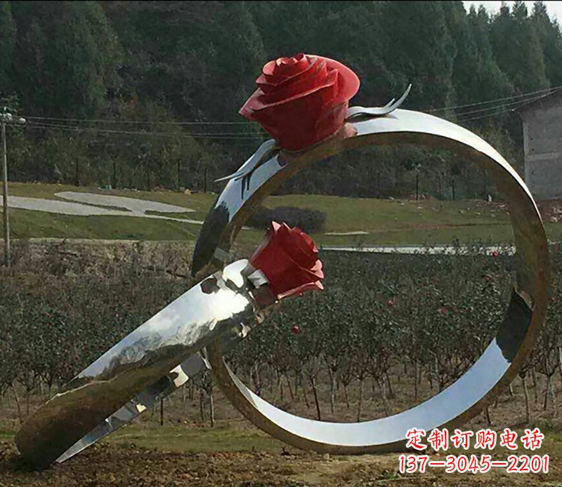 嘉兴不锈钢玫瑰雕塑精美的艺术珍品