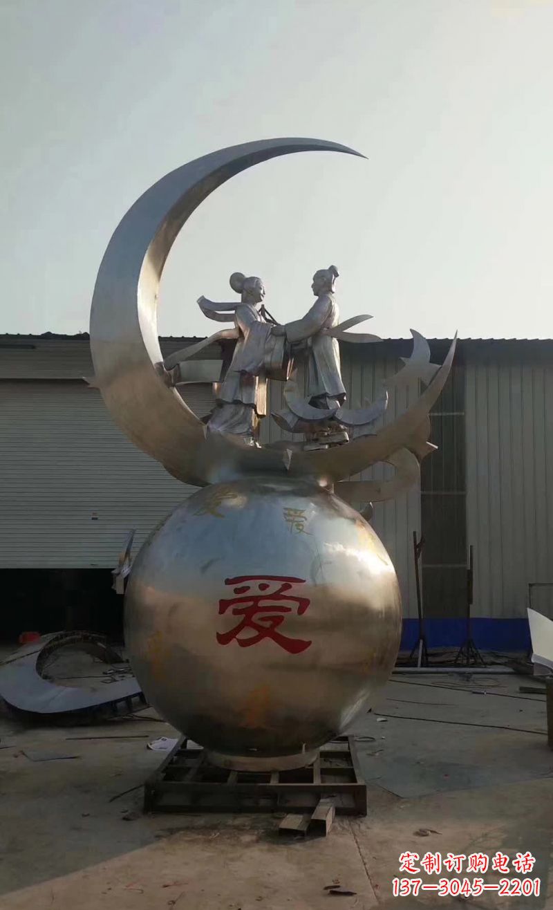 嘉兴不锈钢牛郎织女雕塑传承爱情的象征