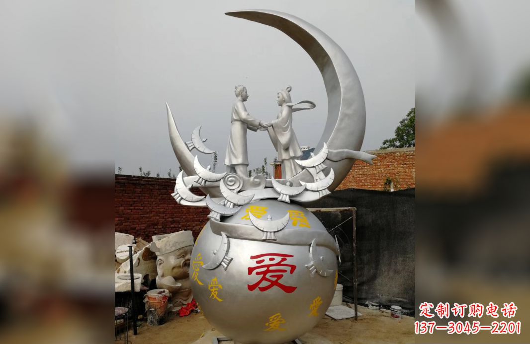 嘉兴不锈钢牛郎织女雕塑爱情永存