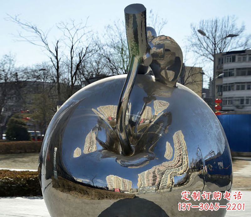 嘉兴不锈钢苹果镜面雕塑精美绝伦