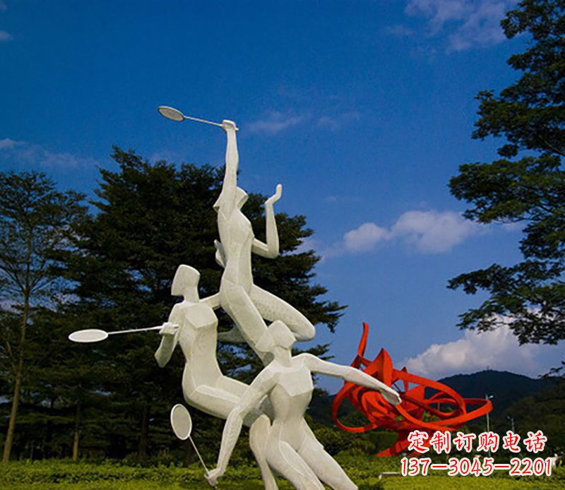 嘉兴不锈钢羽毛球雕塑精美线条展现体育热情