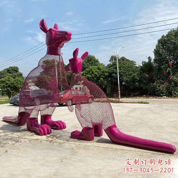 嘉兴不锈钢袋鼠雕塑给公园带来美好景观
