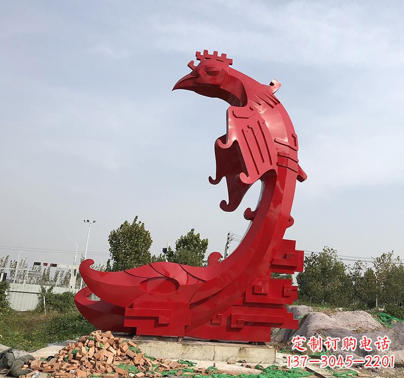 嘉兴凤凰展翅飞翔——不锈钢现代广场的雕塑之美