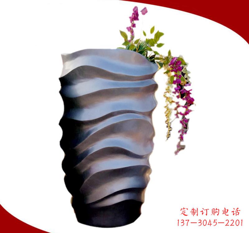 嘉兴不锈钢校园景观花盆雕塑美化校园环境