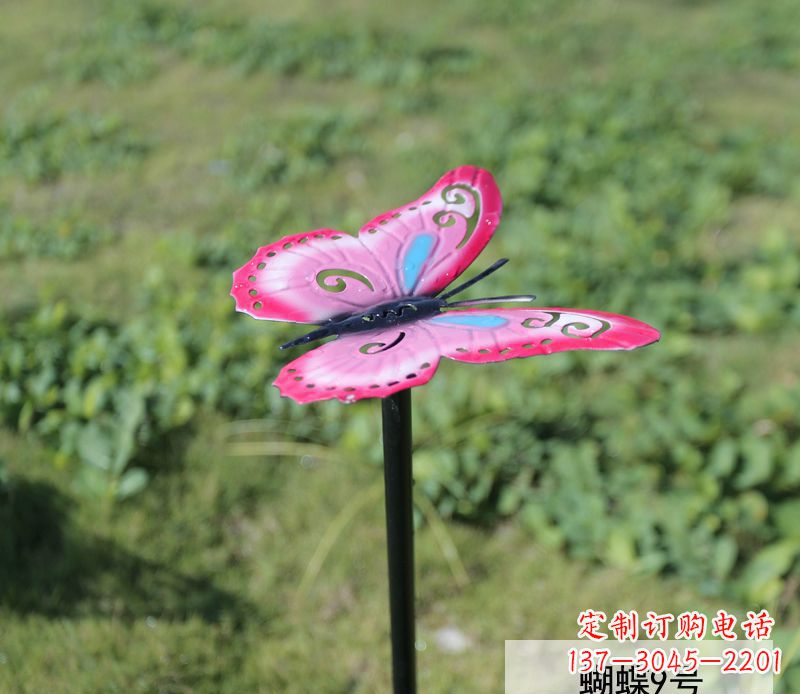 嘉兴不锈钢园林彩色蝴蝶插件精美的蝴蝶雕塑