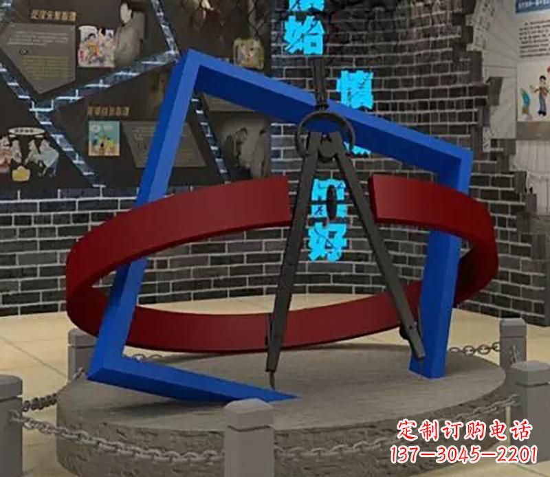 嘉兴不锈钢圆规雕塑实现景观美化的艺术之作