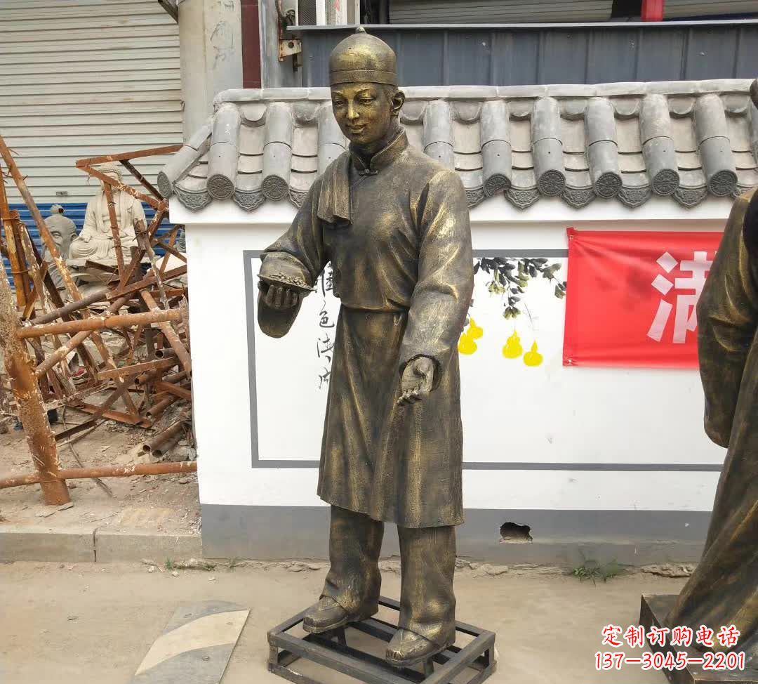 嘉兴传承百年店小二铜雕