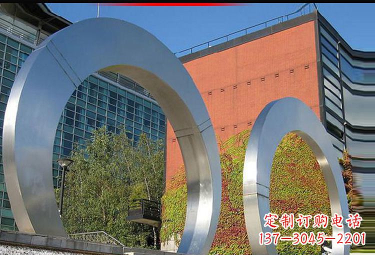 嘉兴城市不锈钢圆环摆件雕塑