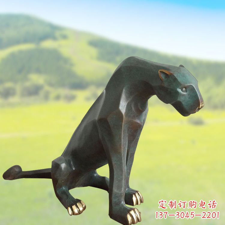 嘉兴精美铜质豹雕塑精致雕刻,精美外形