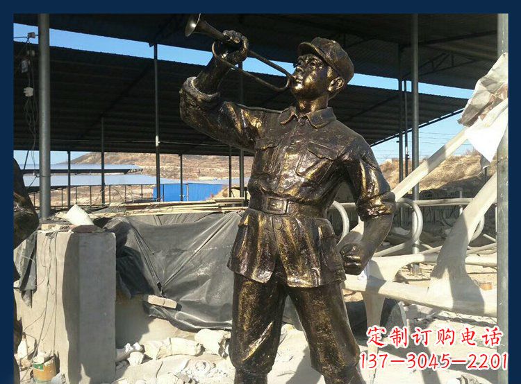 嘉兴冲锋号雕塑永远记住八路军