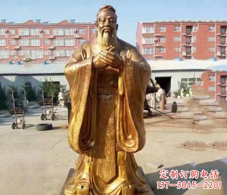 嘉兴纯铜校园古代孔子人物铜雕塑