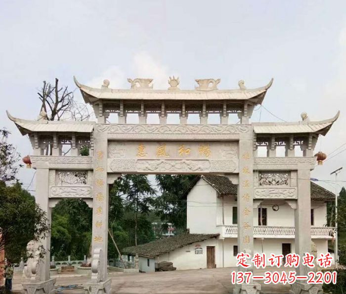 嘉兴村口三门石雕牌楼_1 (3)