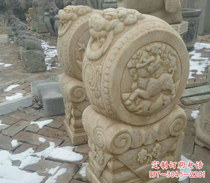 嘉兴大理石抱鼓公园门墩雕塑——精美雕刻展现灵动之美