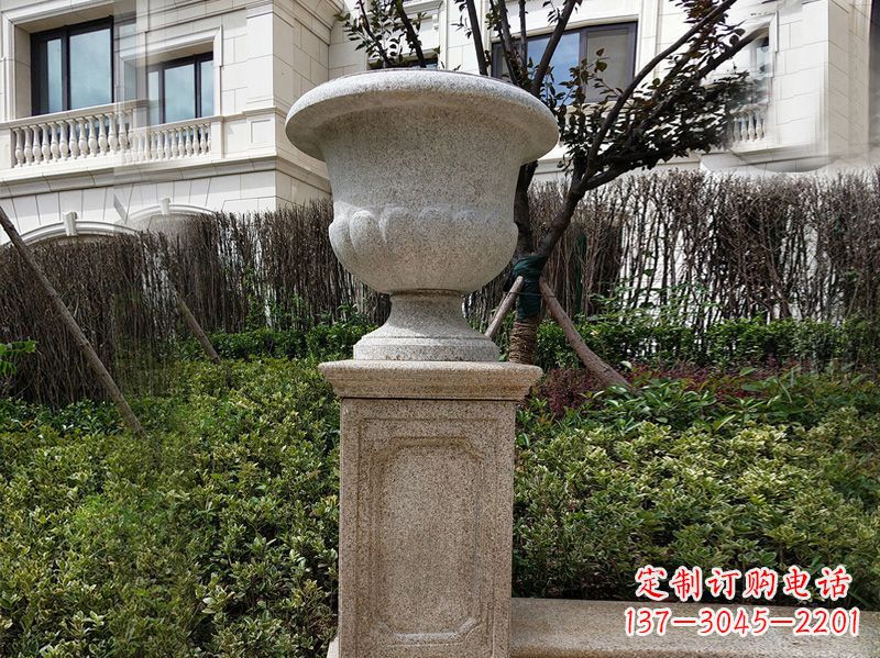 嘉兴大理石花钵小区花盆石雕