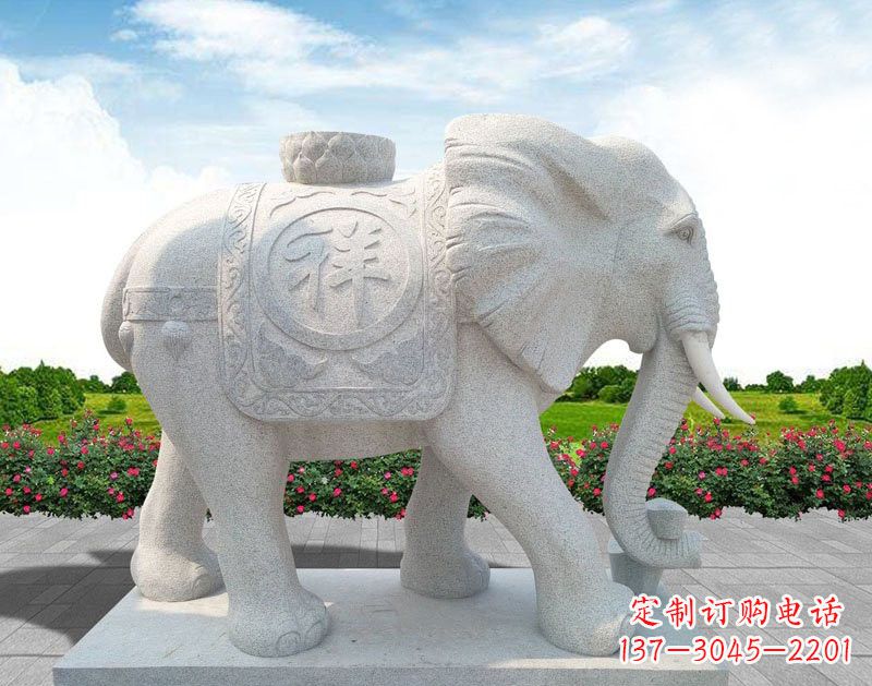 嘉兴精美大理石大象雕塑