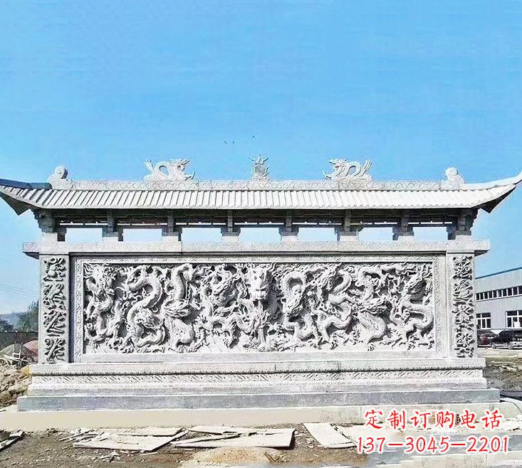 嘉兴精美大理石九龙壁雕塑