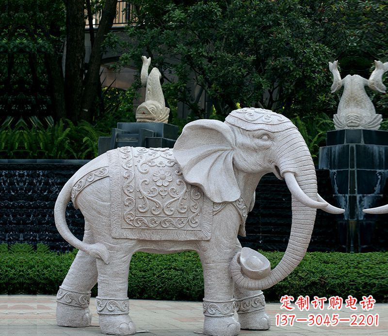 嘉兴以大理石为材料的完美大象雕塑