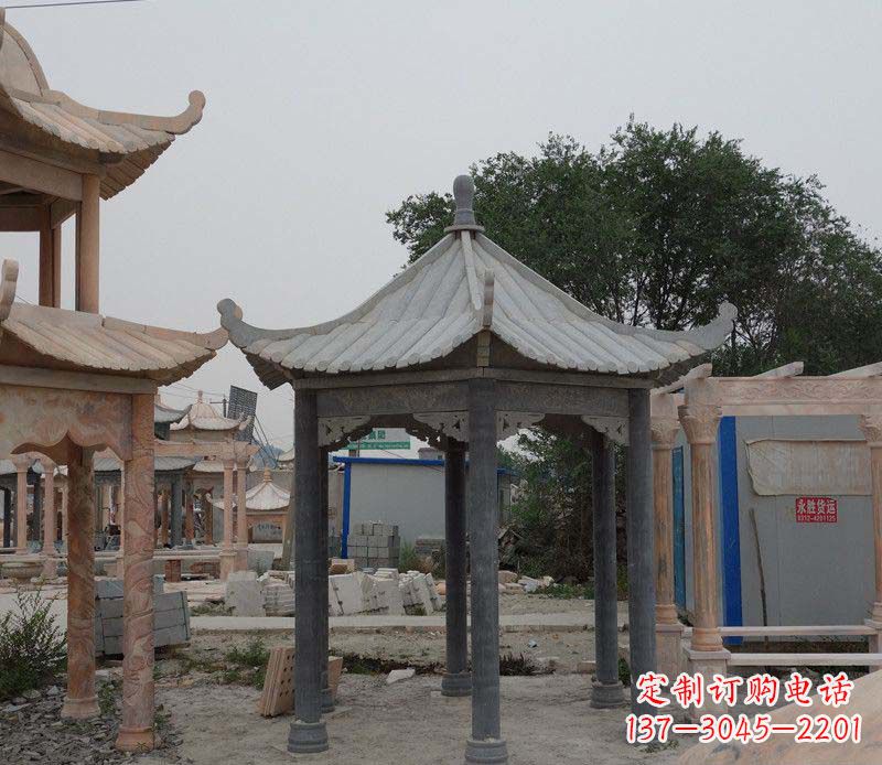 嘉兴大理石六角凉亭公园石雕 (2)