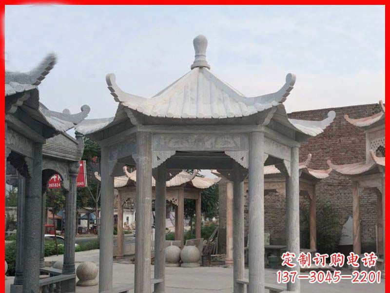嘉兴大理石六角凉亭公园石雕