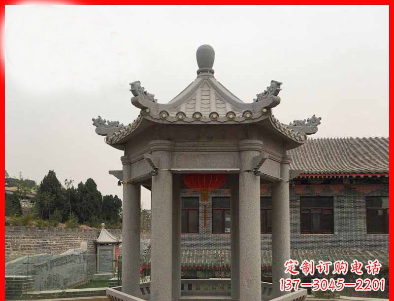 嘉兴大理石六角凉亭公园石雕 (4)