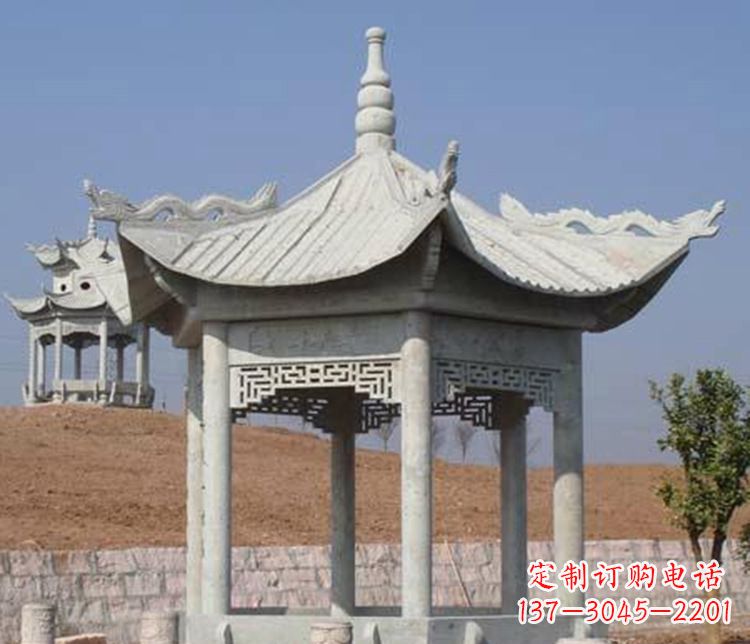 嘉兴大理石六角凉亭石雕 (3)