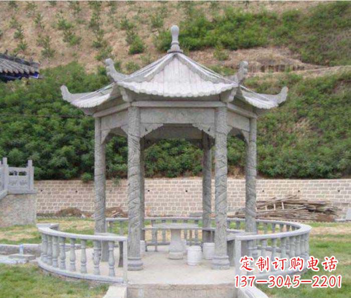 嘉兴大理石六角石雕凉亭 (2)
