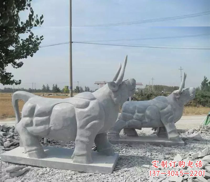 嘉兴大理石多角度牛雕塑