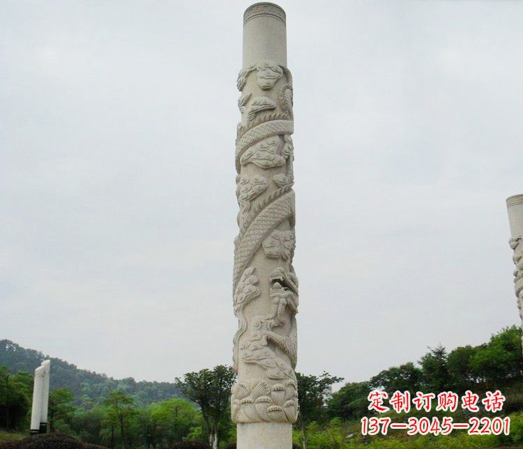 嘉兴大理石盘龙柱雕塑
