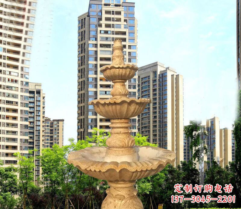 嘉兴大理石三层喷泉公园石雕 (2)
